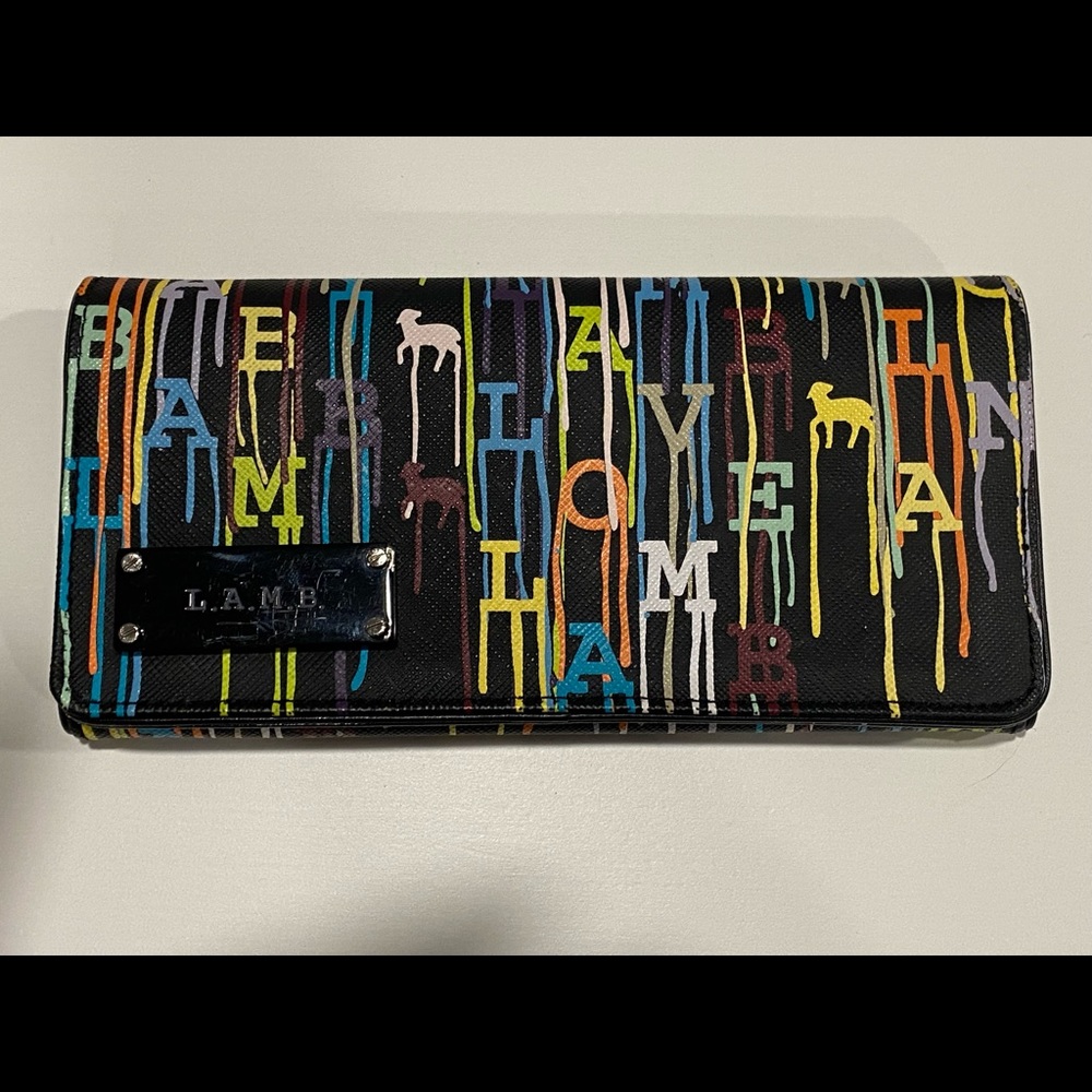 L.A.M.B Paint Drip tri-fold wallet